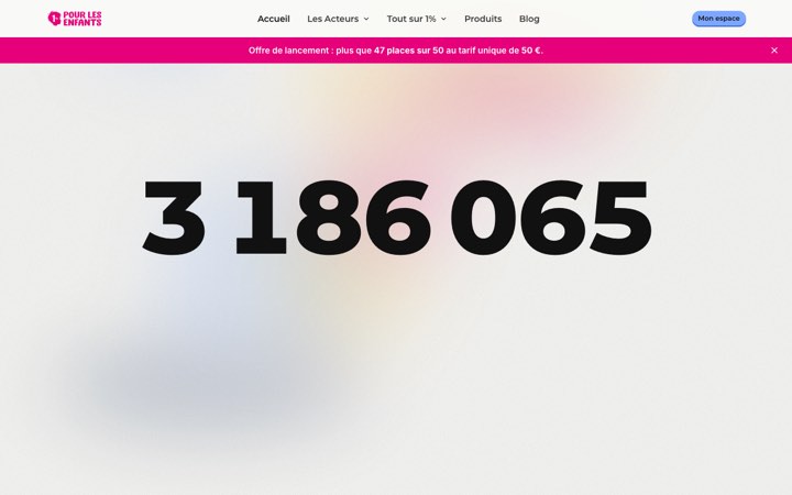 Page d'accueil du site 1% pour les Enfants